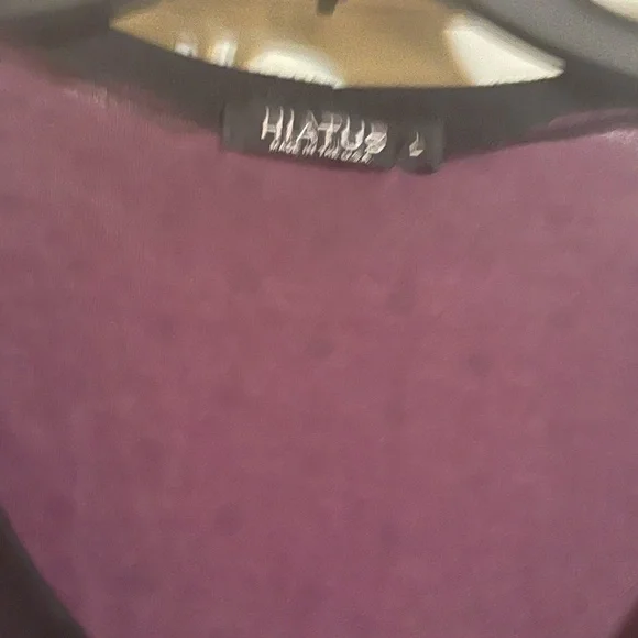 Hiatus purple polka dot top. Size large. Tie in back. Good shape - Picture 2 of 4